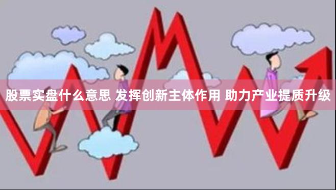 股票实盘什么意思 发挥创新主体作用 助力产业提质升级